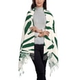 thumbnail image 3 of Cauagu Palm Branch With Leaves Print Women Wrap Shawl tassels Scarves Retro Scarf 77.6"X28.3", 3 of 8