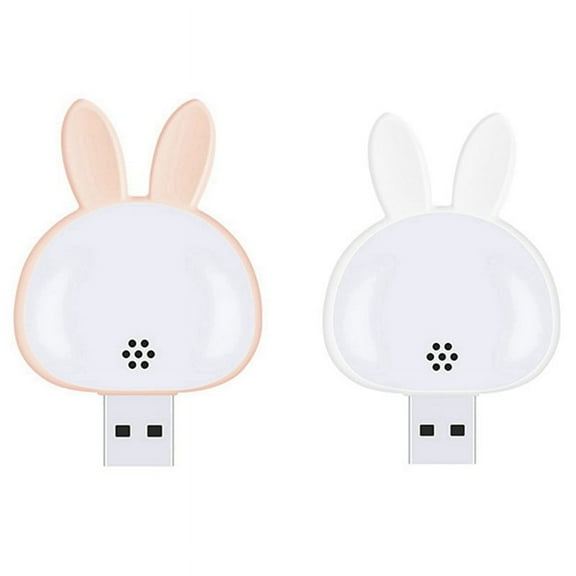2Pcs USB Reading Lamp,Mini Bunny Night Light, Smart Voice 3 Color Desk Lamp for Bedroom Kids Room Pink   White