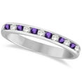 thumbnail image 1 of Amethyst and Diamond Semi-Eternity Channel Ring 14k White Gold (0.40ct), 1 of 4