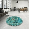 thumbnail image 4 of Ahgly Company Machine Washable Indoor Square Transitional Turquoise Green Area Rugs, 6' Square, 4 of 7