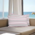 thumbnail image 3 of Pink Grey Stripe Lumbar Pillow Covers 20x12 Inch Set of 2, Farmhouse Modern Art Striped Waterproof Outdoor Pillow Covers, Decorative Cushion Pillowcases for Couch, Sofa, Bed, Garden, Patio, 3 of 9