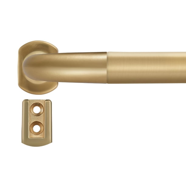 Barras de cortina oscuras para ventanas de 28 a 148 pulgadas, 1 pulgada de diámetro, cortina ajustable, color dorado cálido