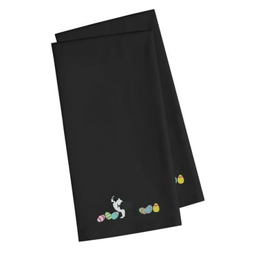 Black Embroidered Kitchen Towel Set of 2