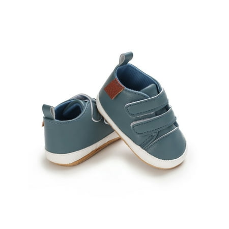 

Sanviglor Newborn Crib Shoes First Walkers Flats Comfort Moccasin Shoe Walking Non-Slip Breathable Sneakers Lightweight Prewalker Blue 6-12 months