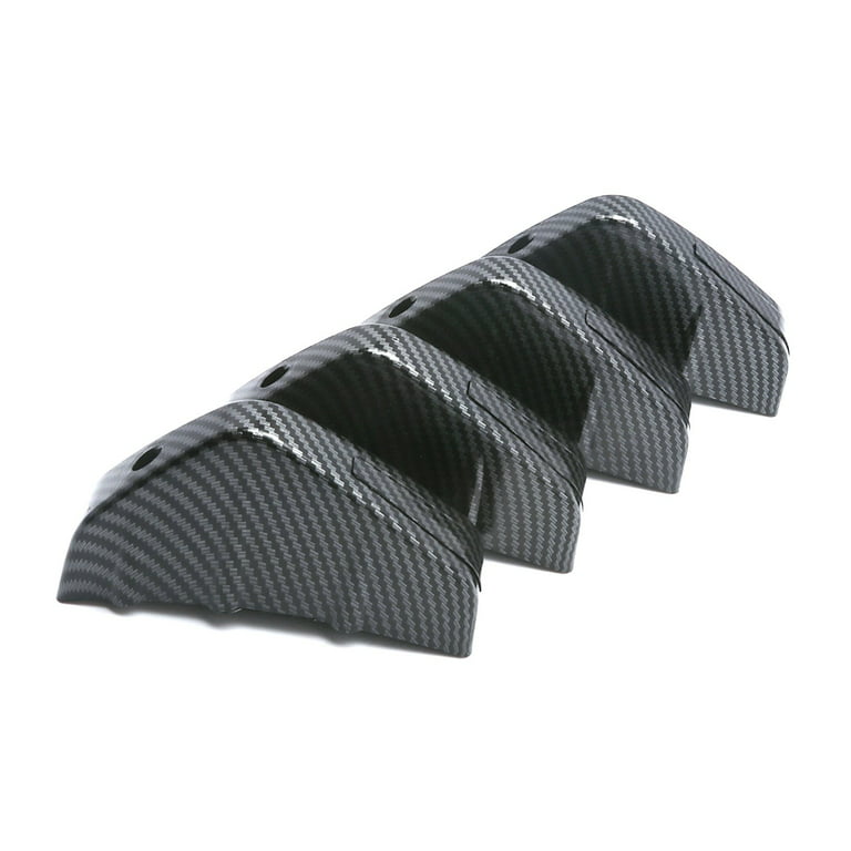Xotic Tech Car Rear Lower Bumper Wing Lip Diffuser Splitter Spoiler 4 PCS  Shark Fins Universal Fit - Carbon Fiber 