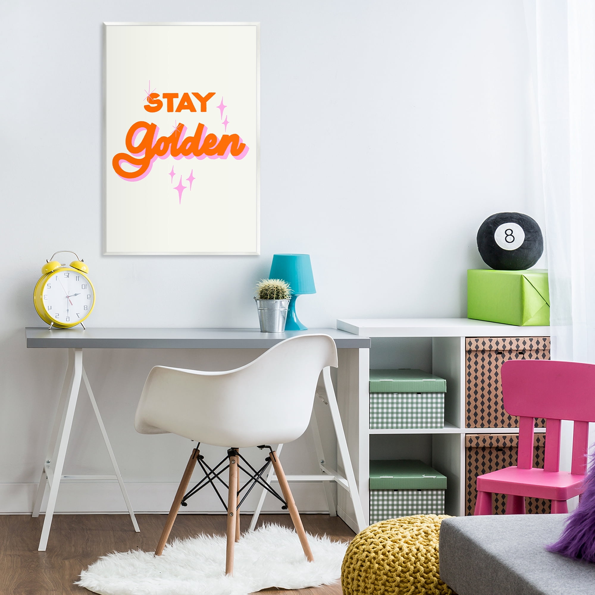 Stupell Industries Stay Golden Retro Letters Wall Plaque Art, design by Indira Prieto | IndySign