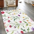 thumbnail image 3 of Rectangle Area Rug 4x6ft, Watercolor Flowers on White Non-Shedding Washable Area Rug, Pastoral Yellow Red Floral Non Slip Low-Profile Rugs for Living Room, Bedroom Dining Room, 3 of 9