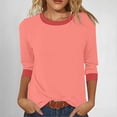 thumbnail image 3 of Lixiuxyad Women Basic Tee Long Sleeve Casual T Shirt Round Neck Color Loose Fit Basic Top Tee Blouse Comfortable Daily Wear Shirt,Orange, 3 of 6