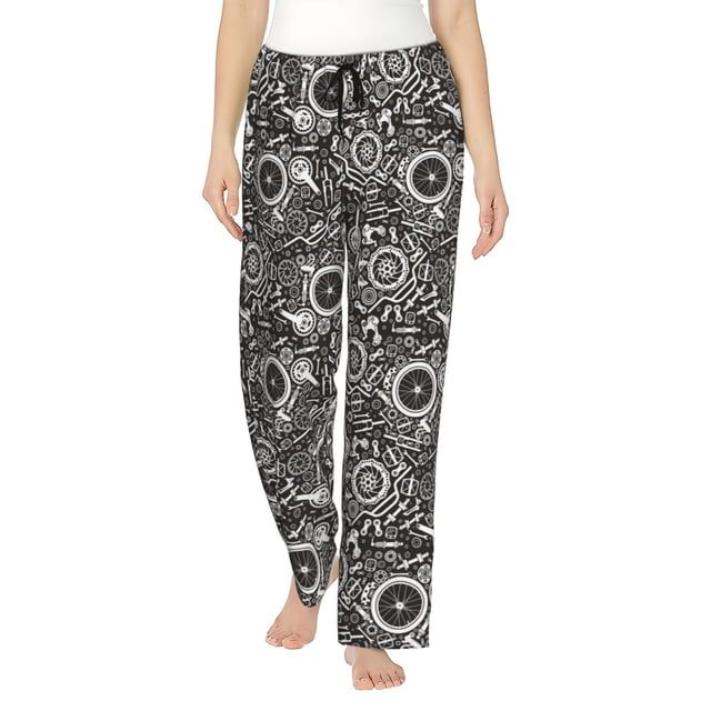 Fotbe Bicycles Parts Pantalones de Pijama para Mujer, Pantalones de Dormir, Pantalones Pj con Cordón y Bolsillos-3X-Large