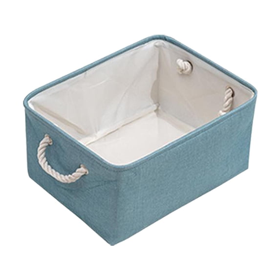 Collapsible Fabric Storage Basket Baby Toy Organizer with Handle for Home, Office, Nursery Hamper, Laundry Blue_S