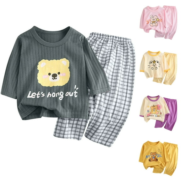 Boys' Sleepwear Agkizg 2-Piece Boys' Pajama Sets,Kids Nightwear Loungewear Clothes Set,Toddler Kids Girls Boys' Casual Long Sleeve Casual Loungewear Thin Home Clothing Two Piece Set