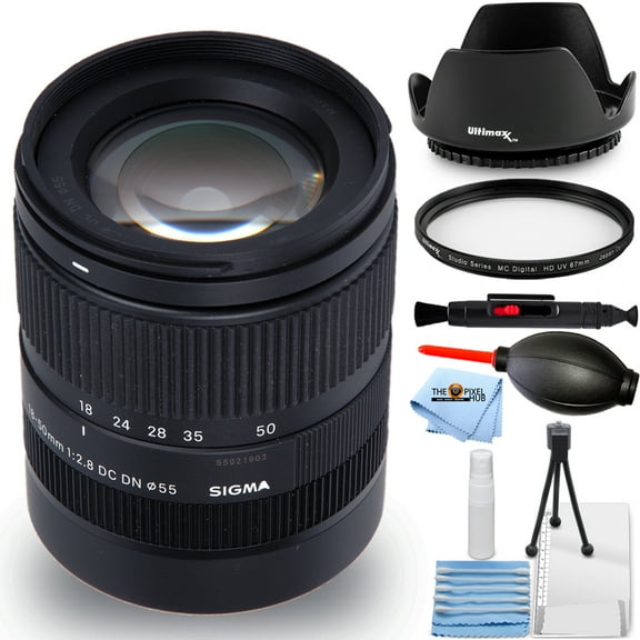 Sigma 18-50mm f/2.8 DC DN Contemporary Lens for Ultimaxx E - 7PC Accessory Bundle