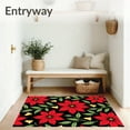 thumbnail image 3 of ODIKA 8'x10' Machine Washable Non-Slip Area Rug, Vintage Poinsettia Bloom Entry with Golden Bell Embellishments High Traffic Rug, Red, 734742, 3 of 7