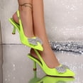 thumbnail image 6 of Miluxas Women's Closed Toe Rhinstone Wedding Low Heel Slingback Clear Kitten Heels Pointed Toe Bow Pumps High Heeled Prom Dress Shoes Green 7(39), 6 of 9