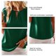 thumbnail image 4 of Blusa con cuello redondo y manga corta de encaje doble, blusa plisada con recorte de color liso para mujer, dama y niña, verde oscuro M, 4 of 5