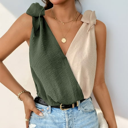 Usdian Summer Fashion Summer Women s Tank Top Lace-Up Corset Straps Tank Top Shapewear T Shirts Tank V-Neck Sleeveless Sports Tank Top for Simple Weekly Deals