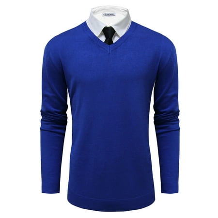 Mens Classic V-neck Sweater - TAM WARE Mens Classic V-Neck Long Sleeve Sweater