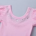 thumbnail image 5 of Moggemol Girls Sparkly Rhinestones Short Bubble Sleeves Tank Leotard Tutu Dress Ballet Dancewear Pink 5, 5 of 7