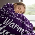 thumbnail image 3 of Get Well Soon Gifts for Women, Warm Hug Blanket with Inspirational Words, Thinking of You Gifts, Cancer Care Gifts for Women, Comfort Soft Healing Blanket 60"x50", Purple, 3 of 5