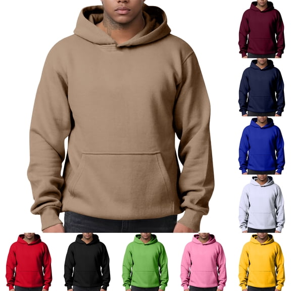 Havenx Hoodies for Men Long Sleeve Hooded Hoodies with Pockets Sweatshirt Fall Winter Loose Fit Fashion Casual Clothing,White M