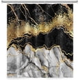 thumbnail image 3 of Black and Gold Marble Shower Curtains Abstract Grey and Golden Ink Art Granite Modern Crystal Bathroom Decor Polyester Fabric (72"x72) Includes Hooks Luxurious and Contemporary, 3 of 6