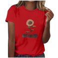 thumbnail image 2 of Fiudx Ofertas de La Semana Blusas Estampadas a La Moda para Mujer Top de Cuello Redondo de Manga Corta, 2 of 4