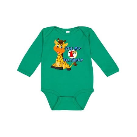 

Inktastic 1st Birthday Giraffe Gift Baby Boy or Baby Girl Long Sleeve Bodysuit