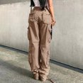 thumbnail image 5 of Nnhblu Fashion Baggy Cargo Pants Low Rise Jeans Boyfriend Jeans Khaki Denim Trousers, 5 of 6
