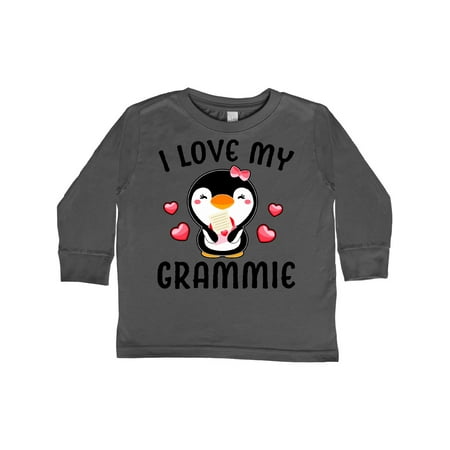 

Inktastic I Love My Grammie with Cute Penguin and Hearts Gift Toddler Toddler Girl Long Sleeve T-Shirt