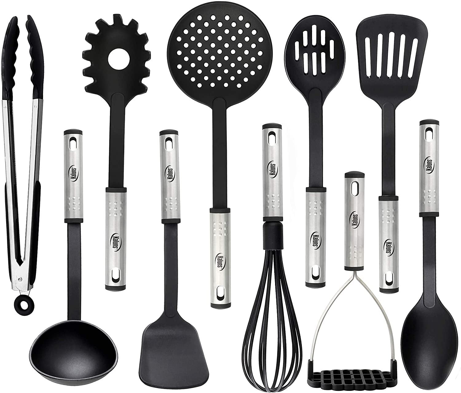 Bonus Silicone Spatula Best Non-stick Kaluns Kitchen Tongs Set Heat resistant Serving Utensils Tools Collection Best for Cooking and Baking 4 Piece -Green- Stainless steel 7-9-12 Inch Tong