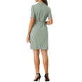 thumbnail image 3 of INSPIRE CHIC Women's Safari Dress Summer Collared Button Down Cotton Belted Shirtdress S Gray Green, 3 of 6