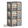 thumbnail image 1 of Cubos de almacenamiento de ropa Furnhome con 3 aberturas y marco de metal de 40 litros, 1 of 6