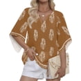 thumbnail image 5 of Womens Boho Tops 3/4 Sleeve V Neck Cotton Tunic Flowy Shirt – Casual Loose Fit Summer Bohemian Peasant Blouse,XL, 5 of 5