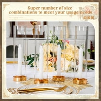 24 Pcs 8 Set Hurricane Glass Cylinder Candle Holders with Stand 12 Inch Clear Taper Candlestick Holders Bulk for Wedding Table Centerpiece Decor Party Home Birthday