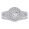 thumbnail image 2 of KATARINA Halo Diamond Engagement Ring with Matching Band in 14K White Gold (1 1/4 cttw, G-H, I1-I2), 2 of 5