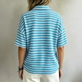 thumbnail image 4 of GigrtiJin Women's Short Sleeve T Shirts Striped V Neck Collared T Shirts Womens Casual Pull On Cropped Outdoor Tees with Button, 4 of 5