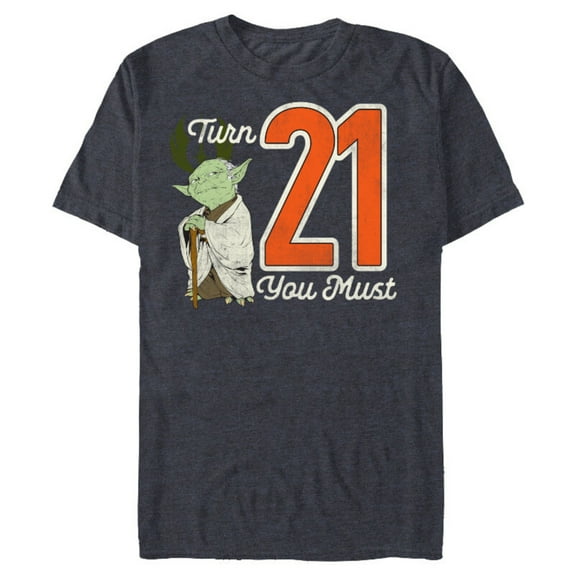 Star Wars Yoda 21st Birthday - Short Sleeve Blended T-Shirt for Adults - Customized-Navy Heather