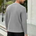 thumbnail image 3 of Men's Solid Color Crewneck Pullover Sweater Casual Waffle Long Sleeve Knitted Sweater Top, 3 of 5