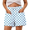 thumbnail image 2 of Cagogo Women Casual Elastic Waist Polka Dot Beach Shorts Plus Size Loose Summer Shorts Travel Lounge Outdoor, Blue 3XL, 2 of 6