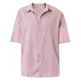 thumbnail image 4 of JULMCOMO Mens Button up Shirts Beach Vacation Loose Fit Button Down Shirts Casual Short Sleeve Shirts Solid Plain Tops Hawaiian Shirt, 4 of 5