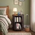 thumbnail image 5 of Aisword Round End Table Set of 2 with Charging Station, Fluted Accent Side Table with Sliding Door and Adjustable Shelf, Nightstand for Small Space, Brown, 5 of 6