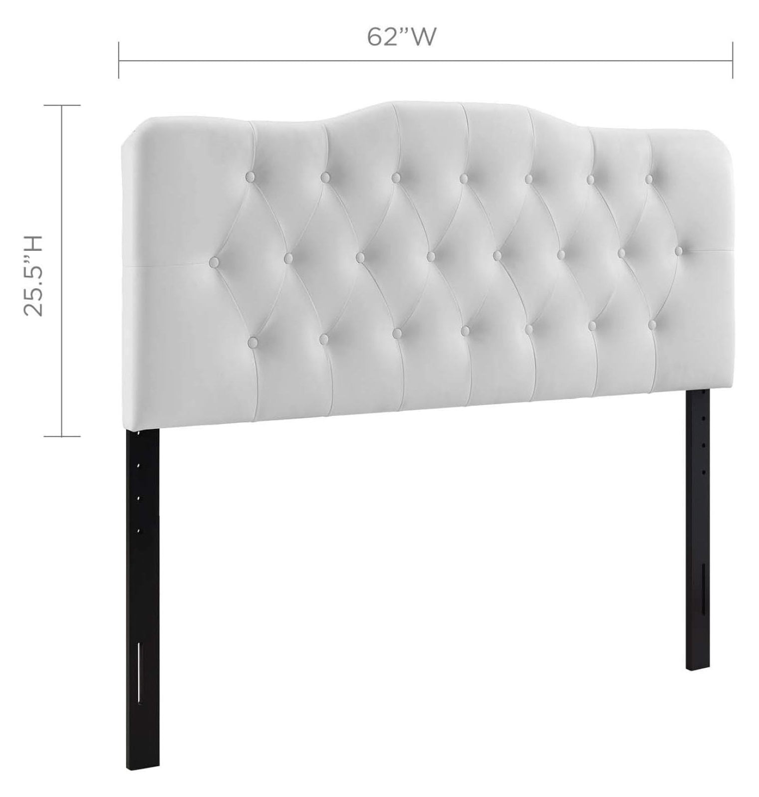 Annabel Tufted Button Faux Leather Upholstered Queen Headboard in White