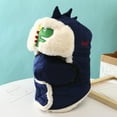 thumbnail image 2 of Cartoon Winter Hats Ski Cap for Girls Boys Windproof Thermal Fleece Trapper Hat with Earflap Face Warmer,Color:Navy, 2 of 4