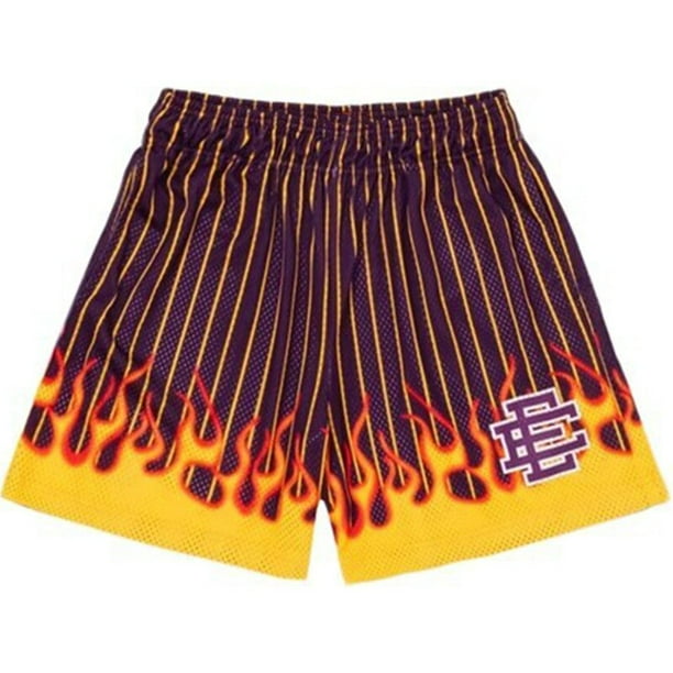 Pantalones cortos de gimnasio para hombre y mujer, Shorts deportivos de malla de secado rápido, Shorts básicos de Flame EE, Shorts de playa informales, novedad de verano Fivean unisex