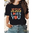 thumbnail image 1 of Camiseta de mujer "Corazón de Jesús", de algodón regular, transpirable y cómoda. Ideal para adultos, hombres, mujeres, adolescentes, jóvenes y deportes casuales., 1 of 9
