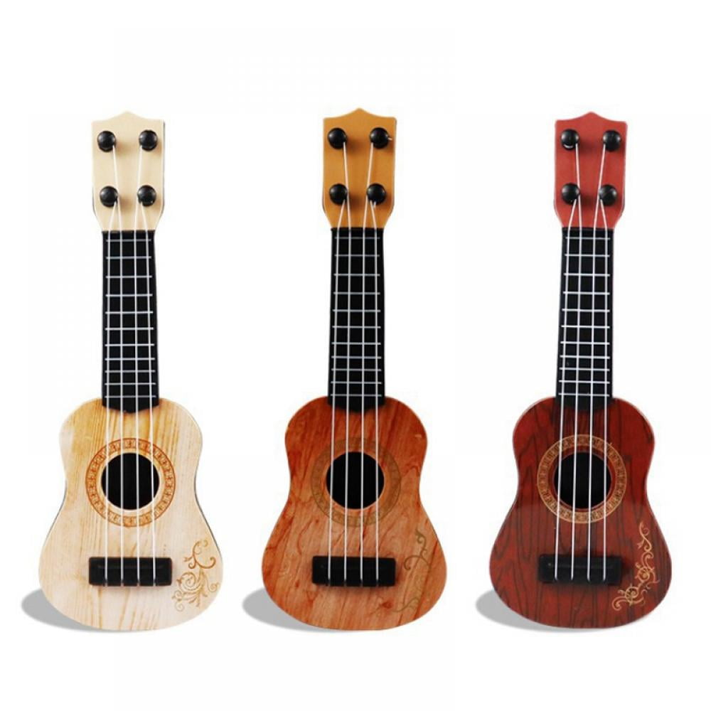 Toy Ukulele for Audlts and Kids A Wooden Color Kids Play Early Educational Learning Musical Instrument Gift for Preschool Children, 10X4X2 inch with Pick Guitar Musical Toy,4 Steel Strings