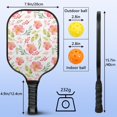 thumbnail image 4 of Pickleball Paddles Set Of 2, Fiberglass Surface, Spring Flowers Floral Print, 4 Balls & Bag, 4 of 5