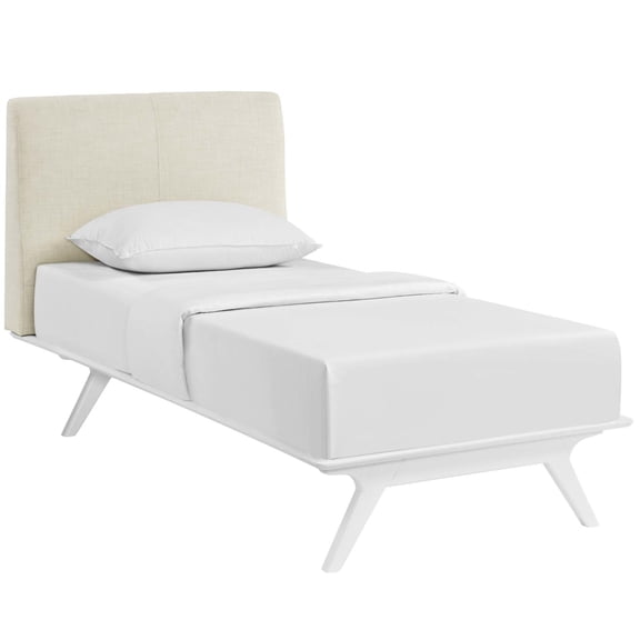 Modway Rubberwood Bed In White Brown MOD-5764-WHI-BRN