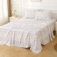 thumbnail image 2 of REJODA-Floral King Sheet Set - 4 Piece Vintage Botanical Flower and Leaves Patterned Bed Sheets - Soft, Breathable Microfiber Sheets with Deep Pocket, Non-Slip Fitted Sheets & Pillowcases, 2 of 4
