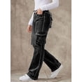 thumbnail image 2 of QERINTE Womens Plus Size Cargo Jeans Women Stretch Straight Leg Jean High Waist Wide Leg Baggy Boyfriend Jeans, 2 of 5